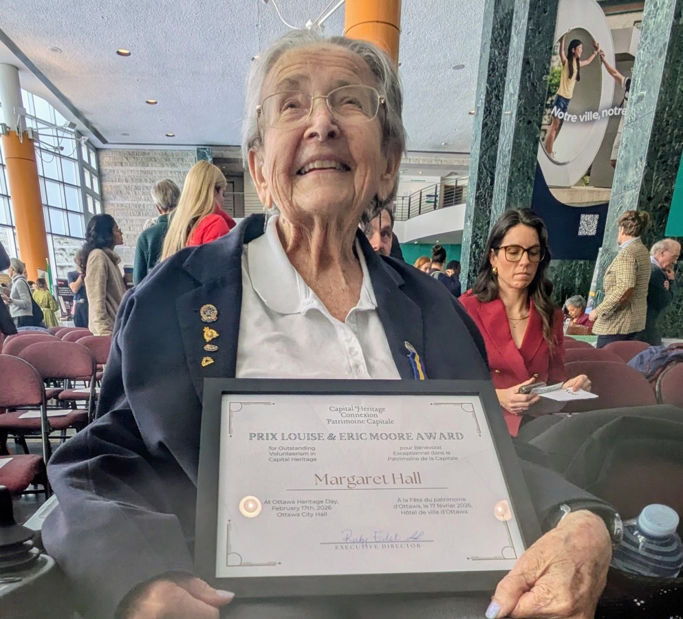Margaret Hall with her award at Heritage Day 2026